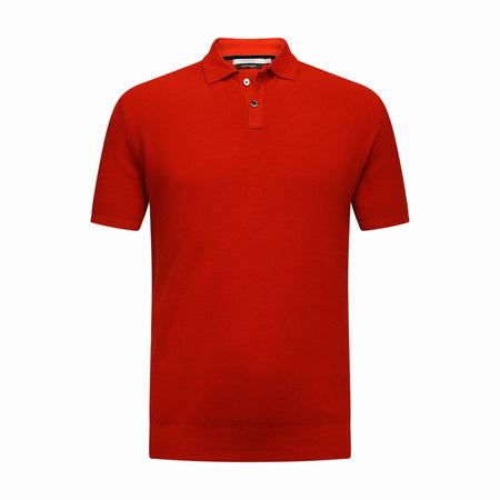 Cotton Cashmere Polo Shirt Cancale in fine pique stitch Red - Drakoi Marketplace