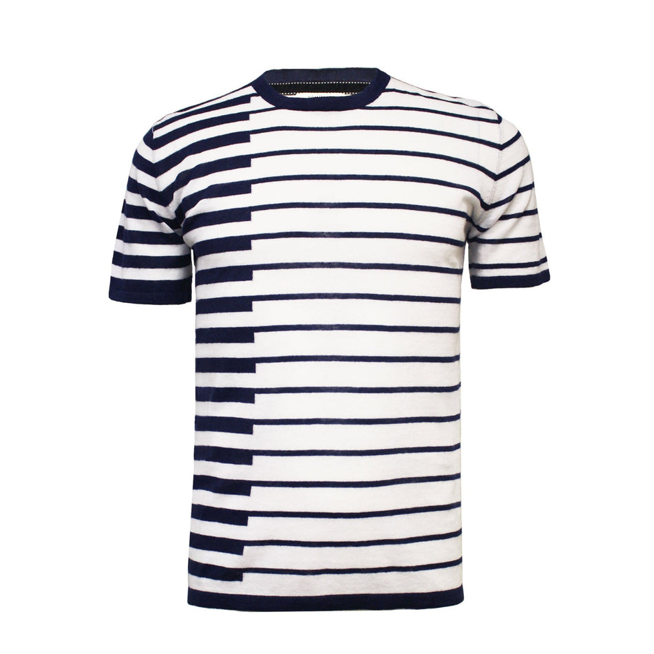 Cotton Ramie Striped Short Sleeve T-Shirt Breton - Drakoi Marketplace