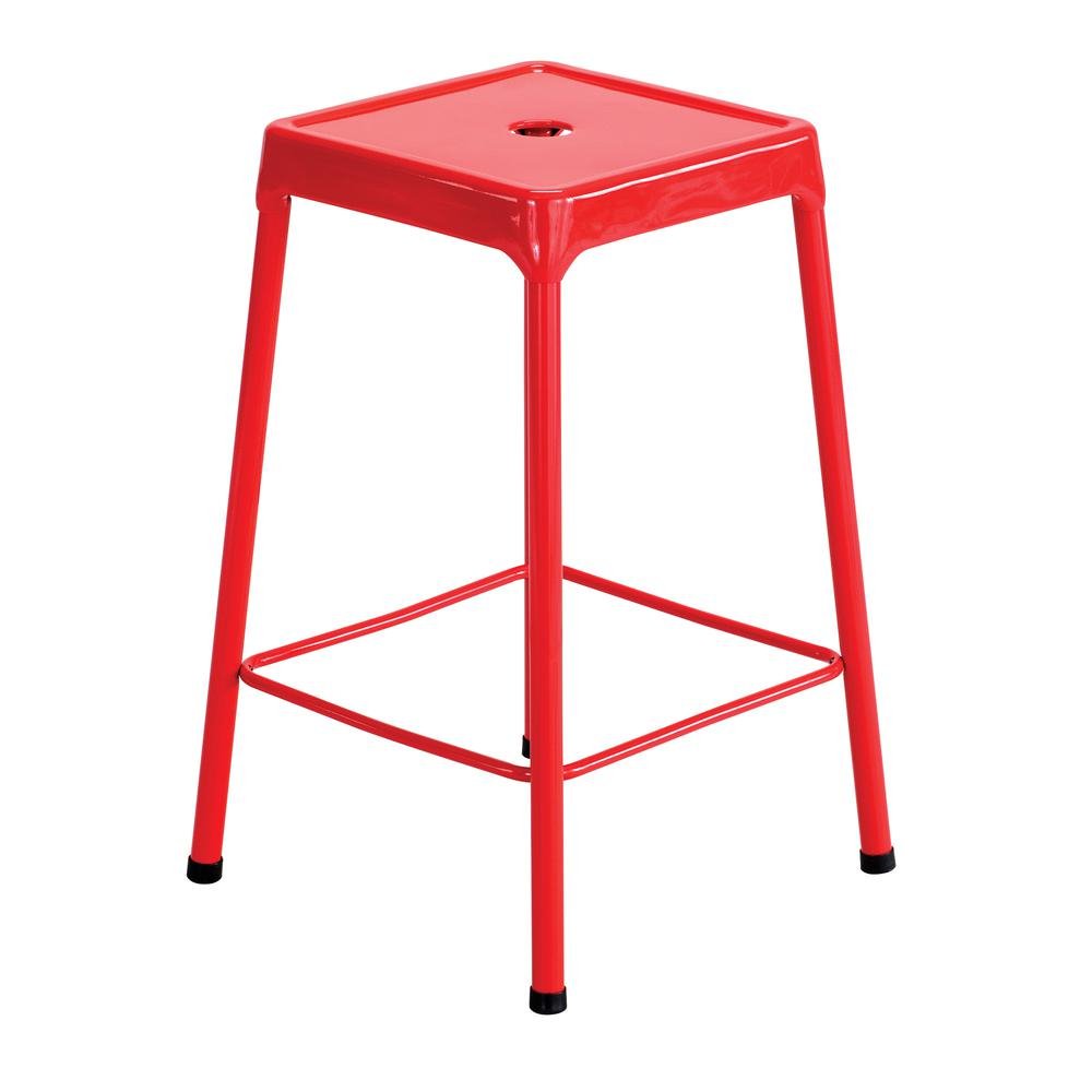 Counter-Height Steel Stool, Red - Drakoi Marketplace