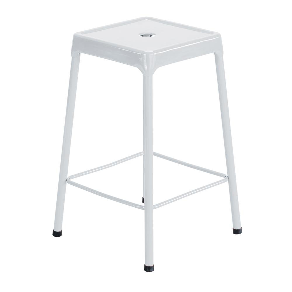 Counter-Height Steel Stool, White - Drakoi Marketplace