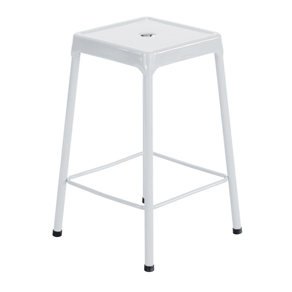 Counter-Height Steel Stool, White - Drakoi Marketplace