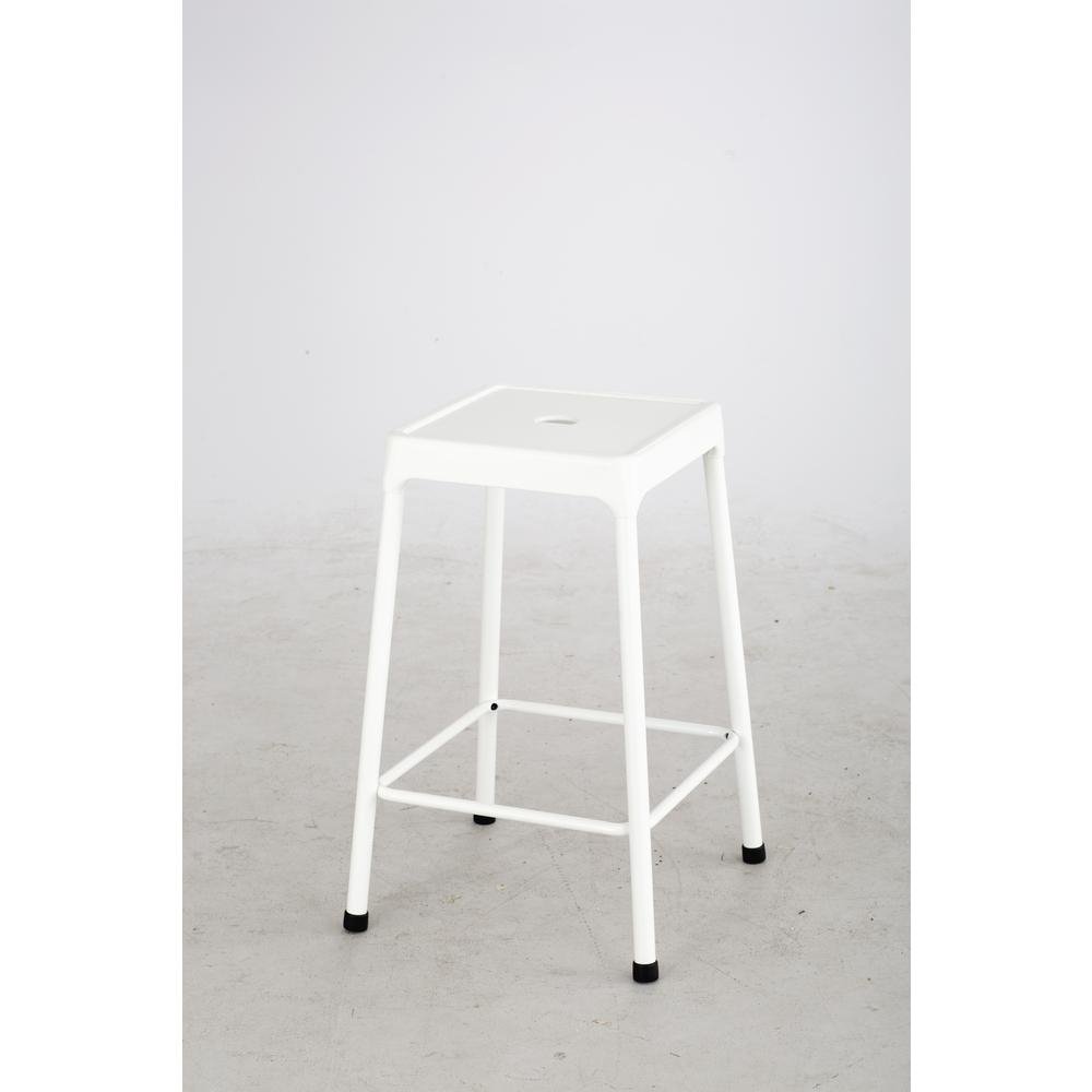 Counter-Height Steel Stool, White - Drakoi Marketplace