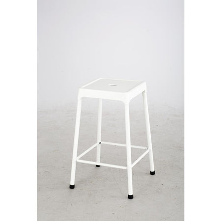 Counter-Height Steel Stool, White - Drakoi Marketplace