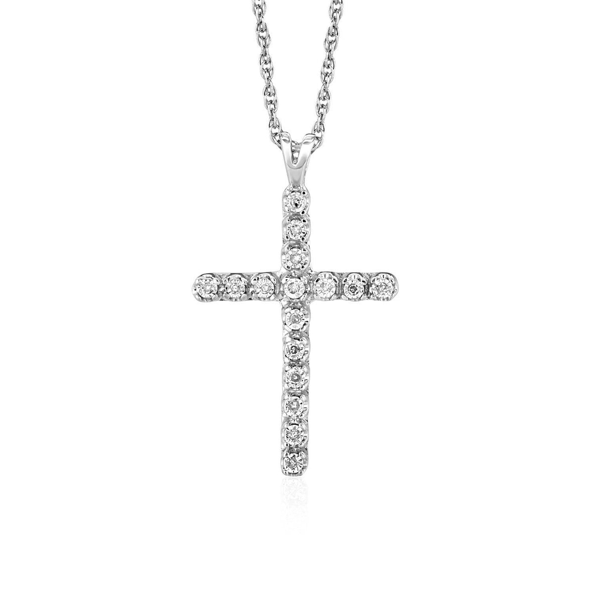 Cross Pendant with Diamonds in Sterling Silver - Drakoi Marketplace