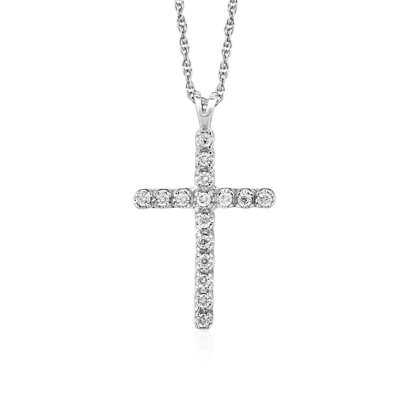 Cross Pendant with Diamonds in Sterling Silver - Drakoi Marketplace