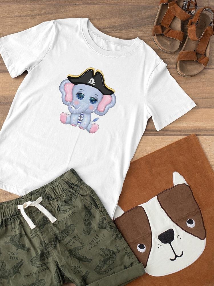 Cute Baby Pirate Elephant Art T-shirt -Image by Shutterstock - Drakoi Marketplace