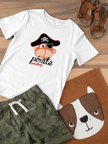 Cute Pirate Monkey Art T-shirt -Image by Shutterstock - Drakoi Marketplace