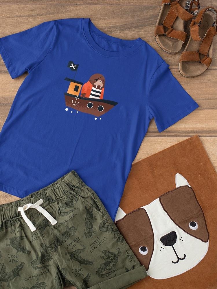 Cute Walrus Pirate In Ship T-shirt -Image by Shutterstock - Drakoi Marketplace