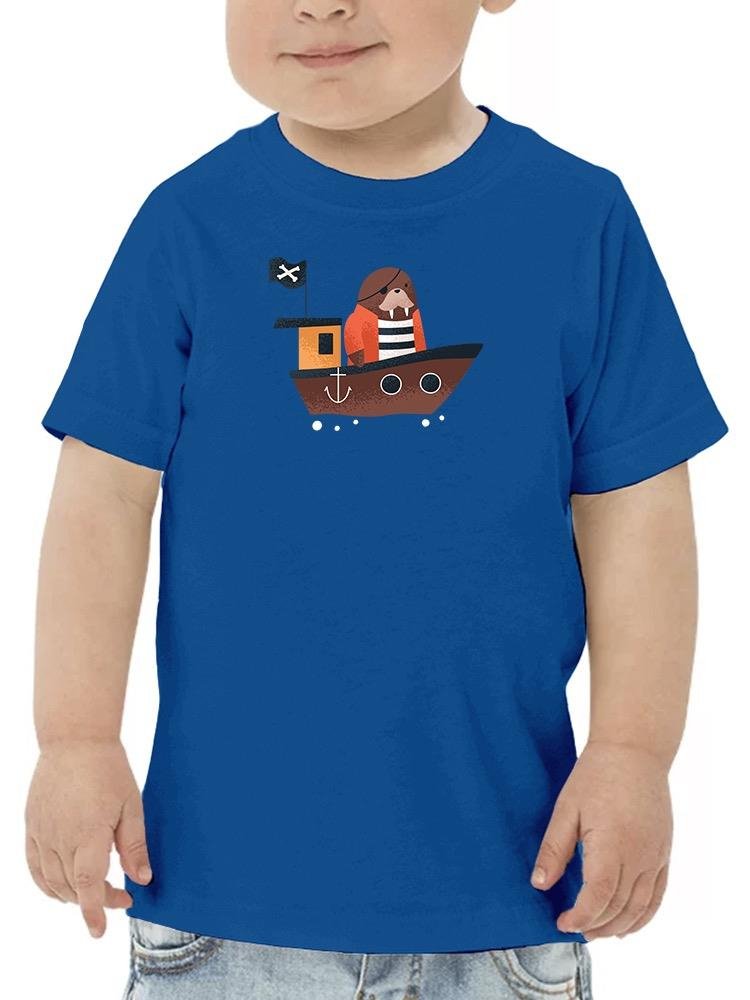 Cute Walrus Pirate In Ship T-shirt -Image by Shutterstock - Drakoi Marketplace