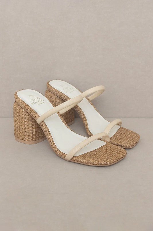 D-MARGARET-RAFFIA, HIGH HEEL, MULES - Drakoi Marketplace