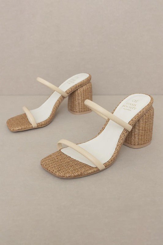 D-MARGARET-RAFFIA, HIGH HEEL, MULES - Drakoi Marketplace