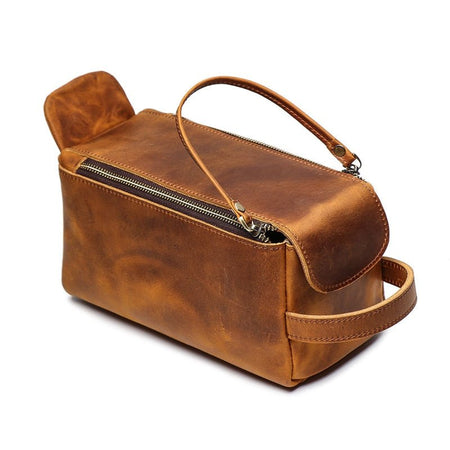 Dado Leather Dopp Kit | Handmade Leather Toiletry Bag - Drakoi Marketplace