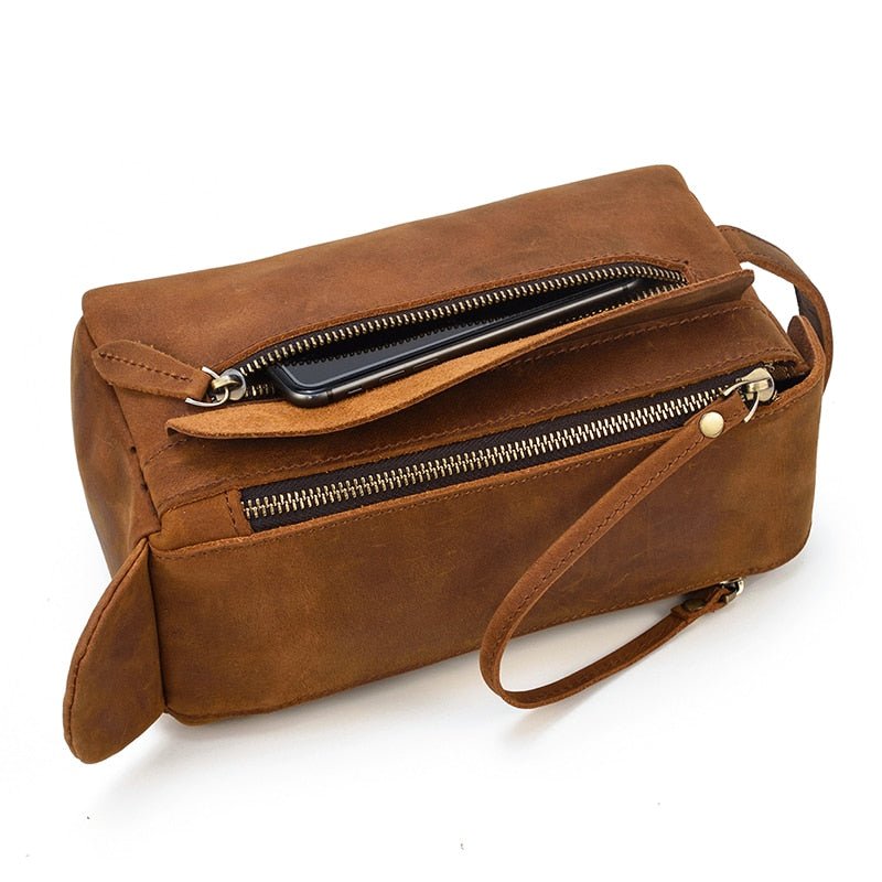 Dado Leather Dopp Kit | Handmade Leather Toiletry Bag - Drakoi Marketplace