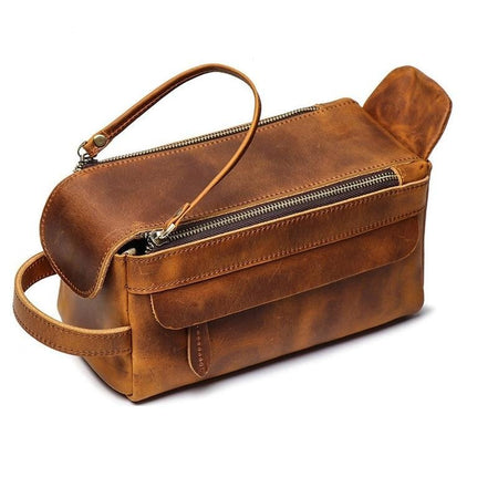 Dado Leather Dopp Kit | Handmade Leather Toiletry Bag - Drakoi Marketplace