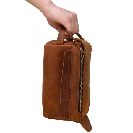 Dado Leather Dopp Kit | Handmade Leather Toiletry Bag - Drakoi Marketplace