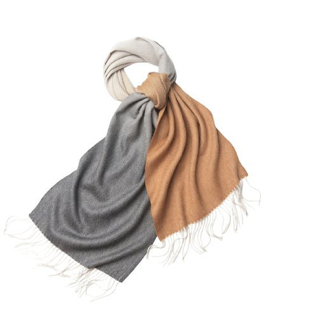 Degradé Lambswool Scarf Woven Grey White Camel - Drakoi Marketplace