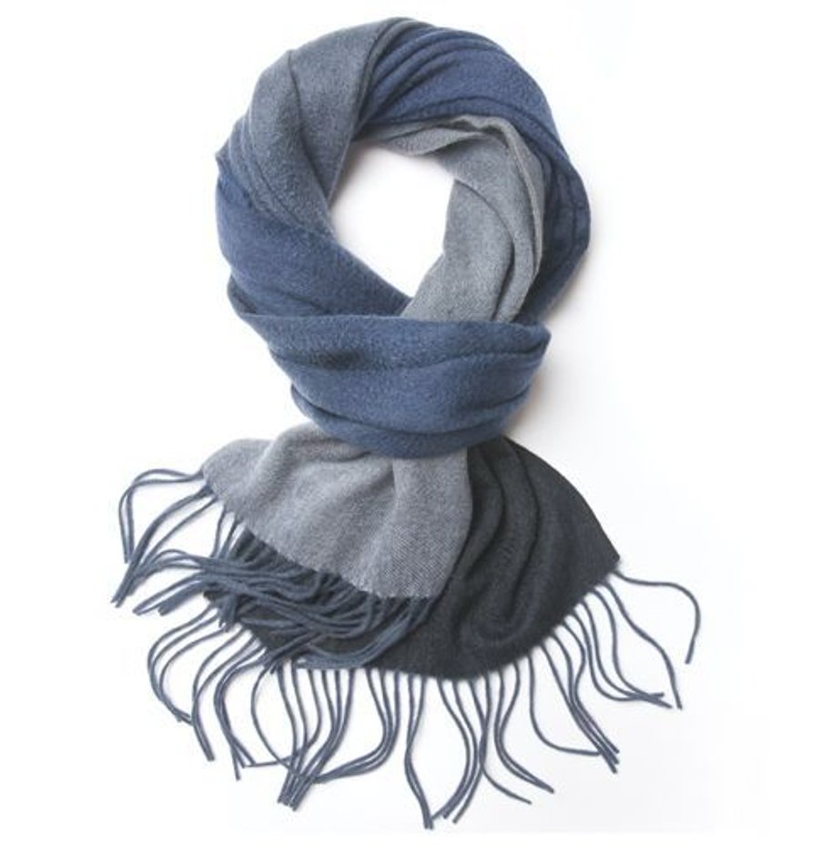 Degradé Lambswool Scarf Woven Navy Blue - Drakoi Marketplace