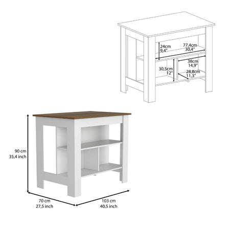 Delos Kitchen Island, Four Legs, Three Shelves - Drakoi Marketplace