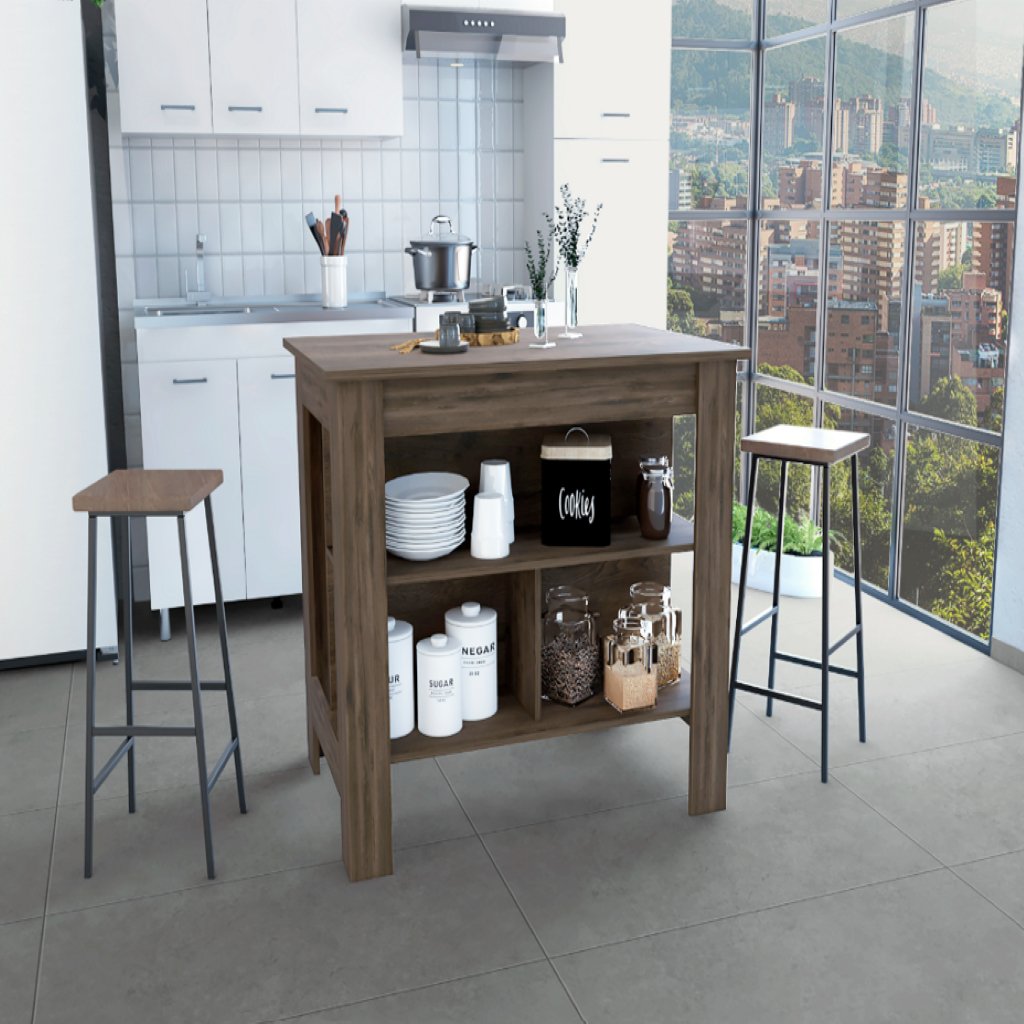 Delos Kitchen Island, Four Legs, Three Shelves - Drakoi Marketplace