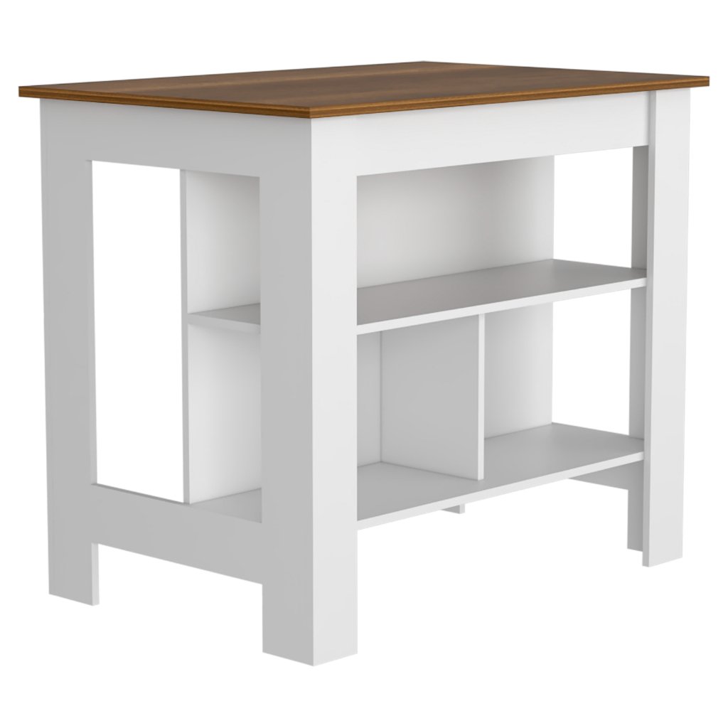 Delos Kitchen Island, Four Legs, Three Shelves - Drakoi Marketplace