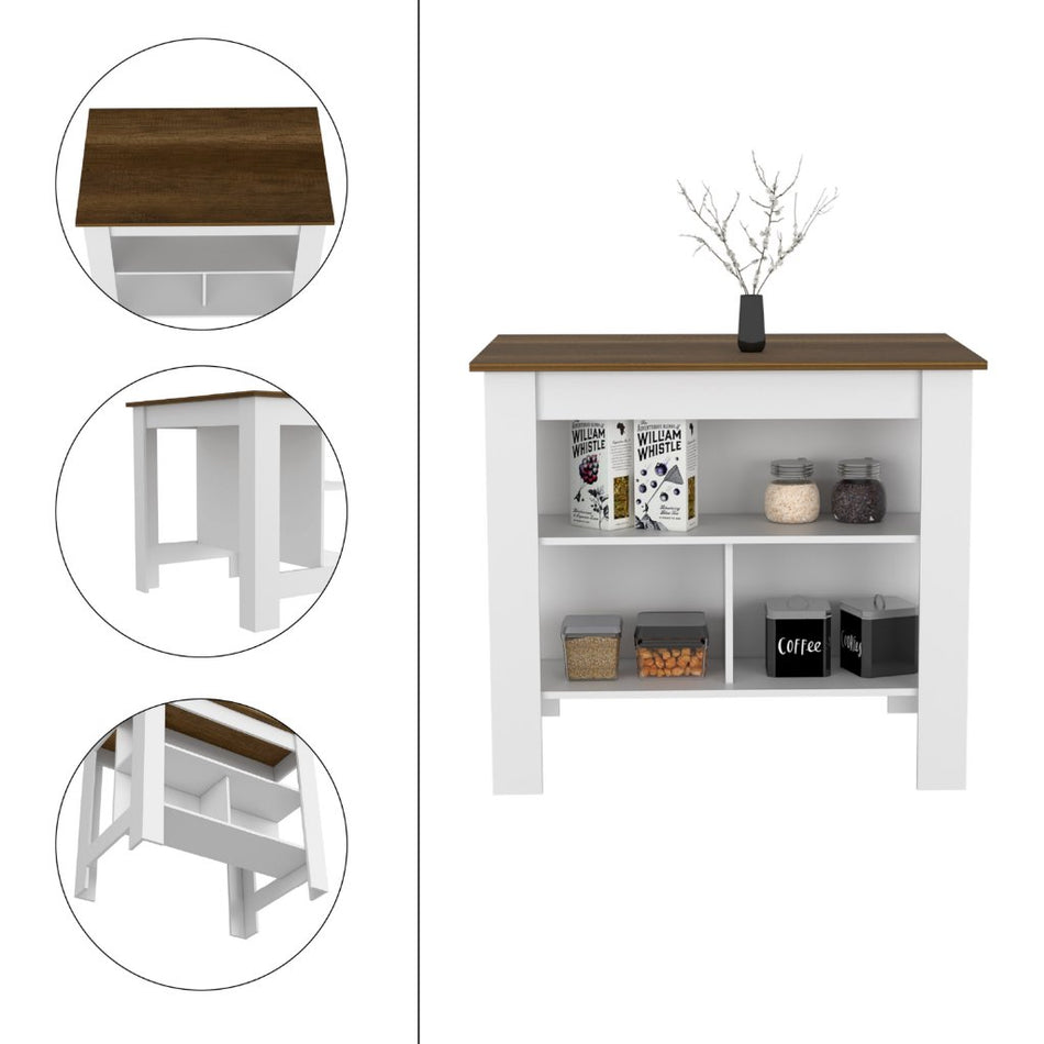 Delos Kitchen Island, Four Legs, Three Shelves - Drakoi Marketplace