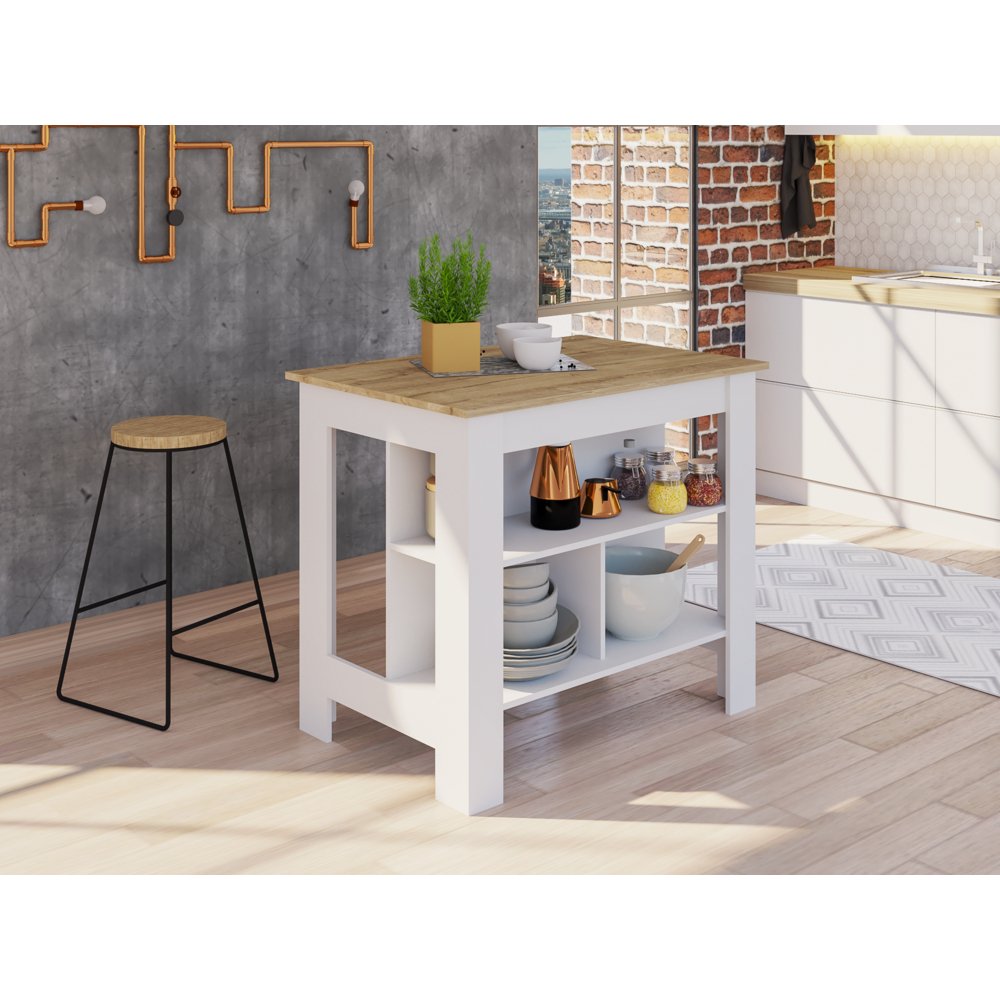 Delos Kitchen Island White - Pine - Drakoi Marketplace