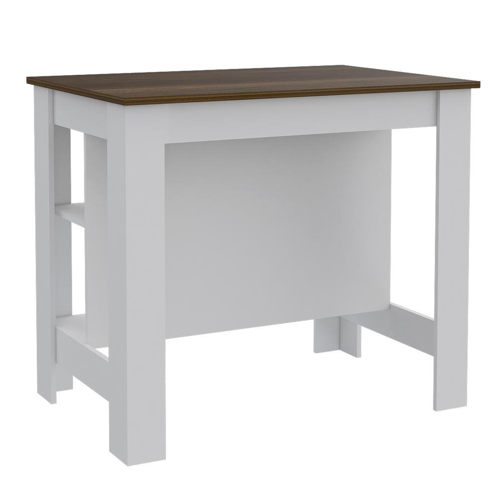 Delos Kitchen Island White - Walnut - Drakoi Marketplace