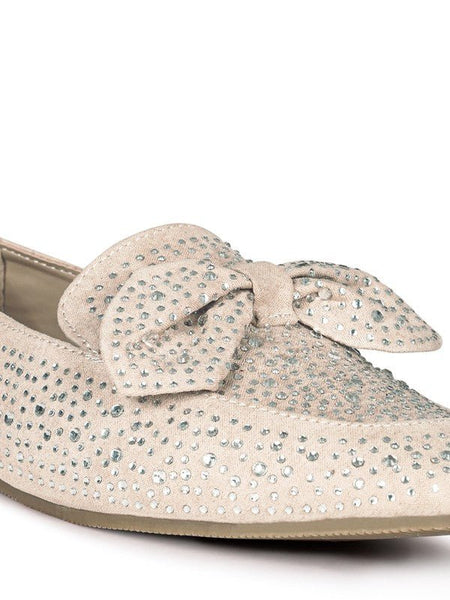 Dewdrops Embellished Casual Bow Loafers - Drakoi Marketplace