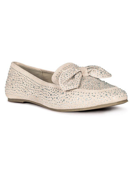 Dewdrops Embellished Casual Bow Loafers - Drakoi Marketplace