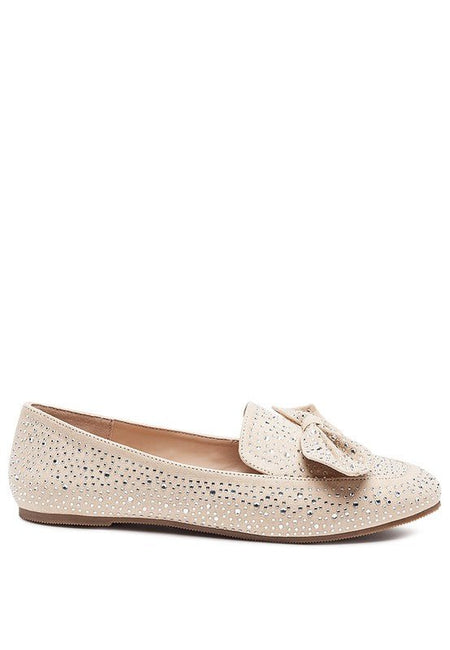 Dewdrops Embellished Casual Bow Loafers - Drakoi Marketplace