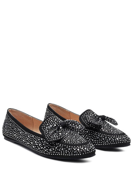 Dewdrops Embellished Casual Bow Loafers - Drakoi Marketplace