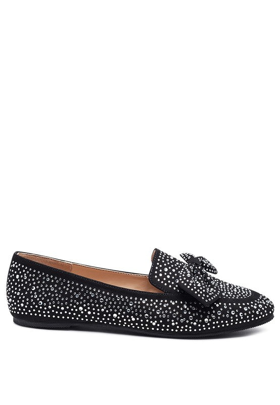 Dewdrops Embellished Casual Bow Loafers - Drakoi Marketplace