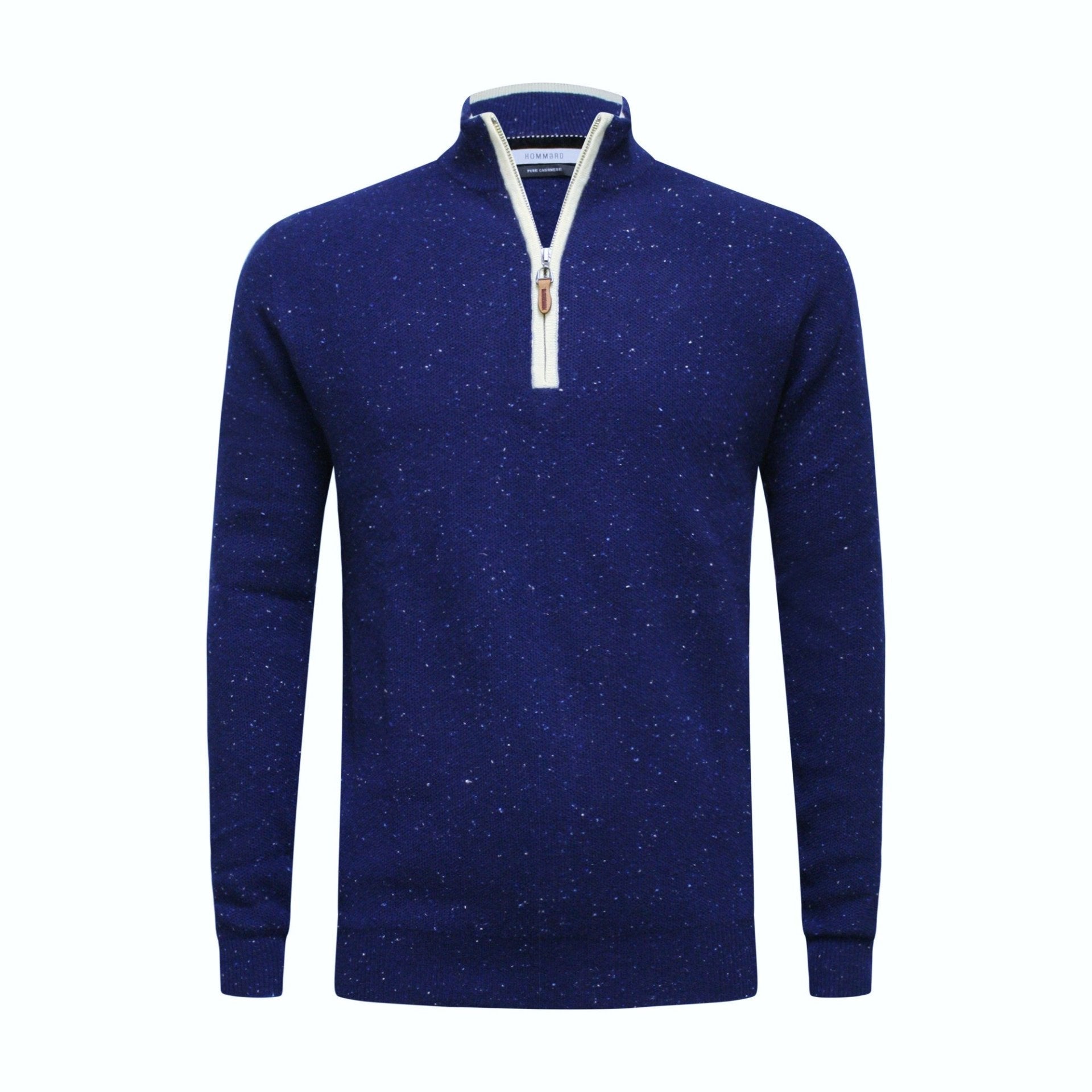 Donegal Maritime Cashmere Zip Neck Sweater Verbier in pique stitch - Drakoi Marketplace