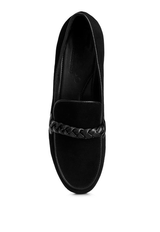 Echo Suede Leather Braided Detail Loafers - Drakoi Marketplace