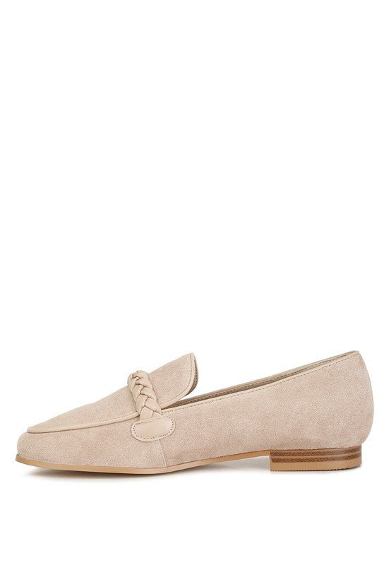 Echo Suede Leather Braided Detail Loafers - Drakoi Marketplace