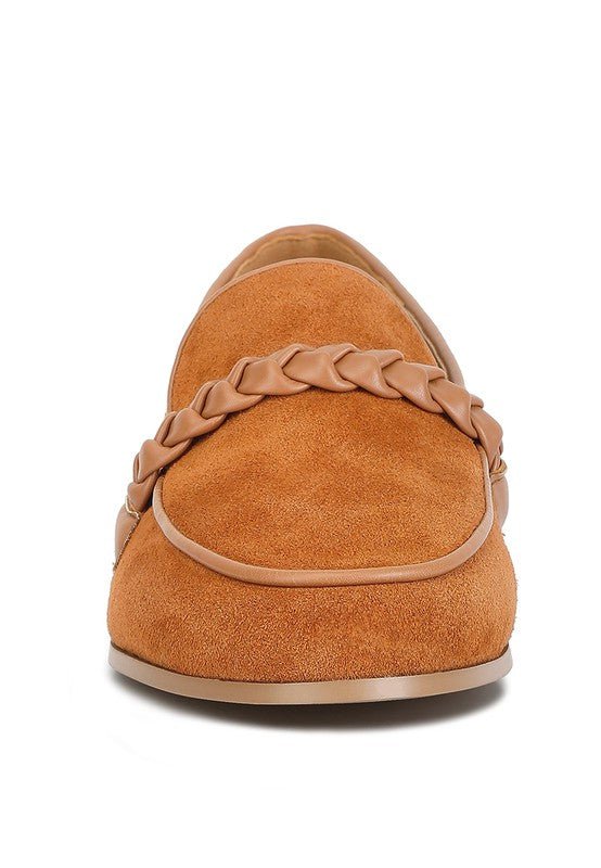 Echo Suede Leather Braided Detail Loafers - Drakoi Marketplace