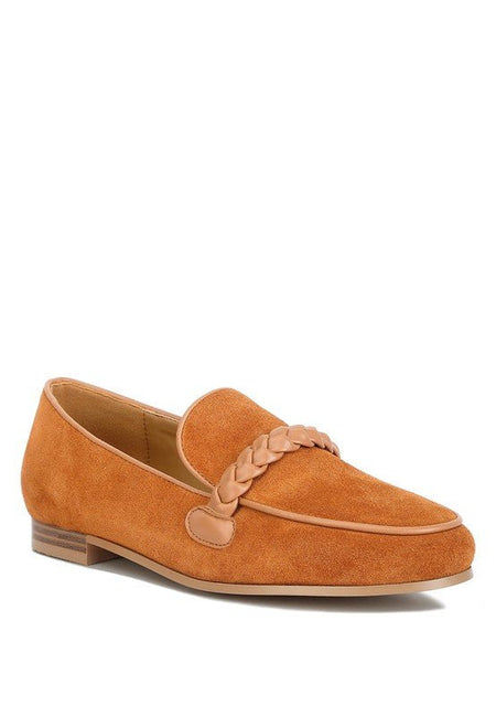 Echo Suede Leather Braided Detail Loafers - Drakoi Marketplace