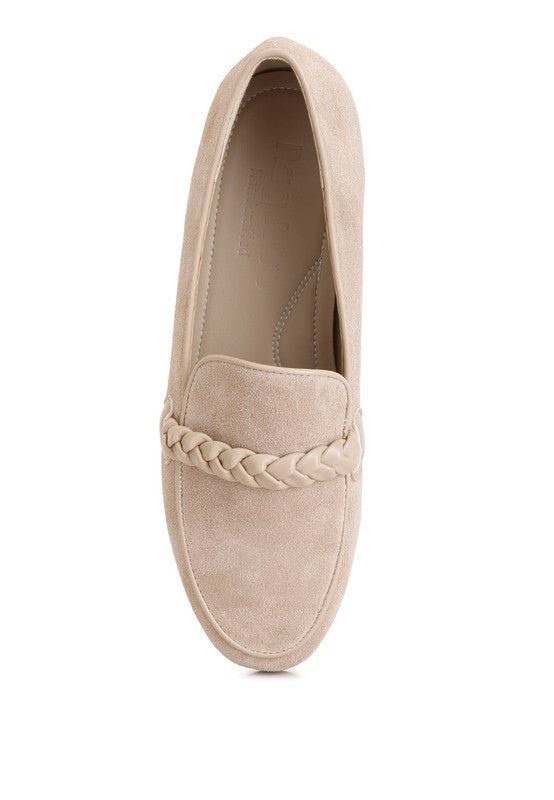 Echo Suede Leather Braided Detail Loafers - Drakoi Marketplace