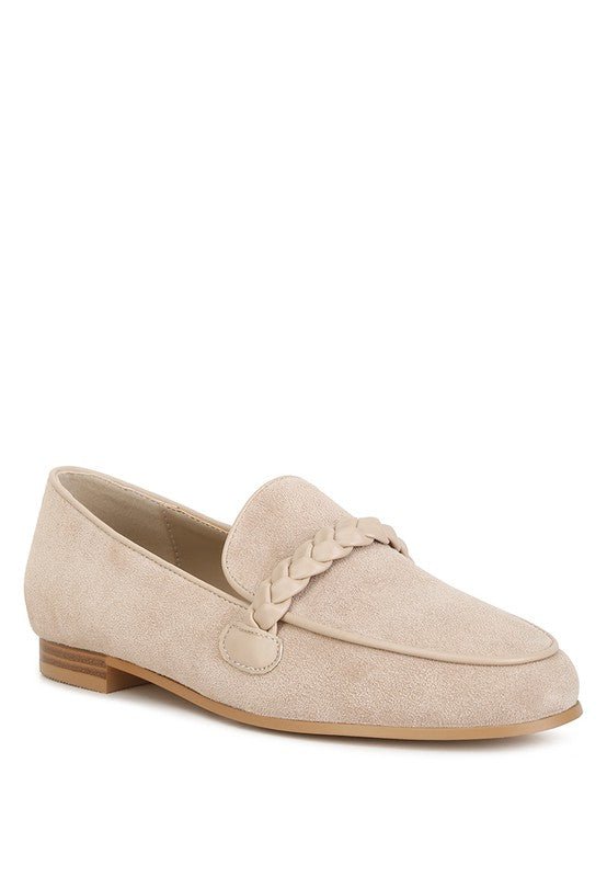 Echo Suede Leather Braided Detail Loafers - Drakoi Marketplace