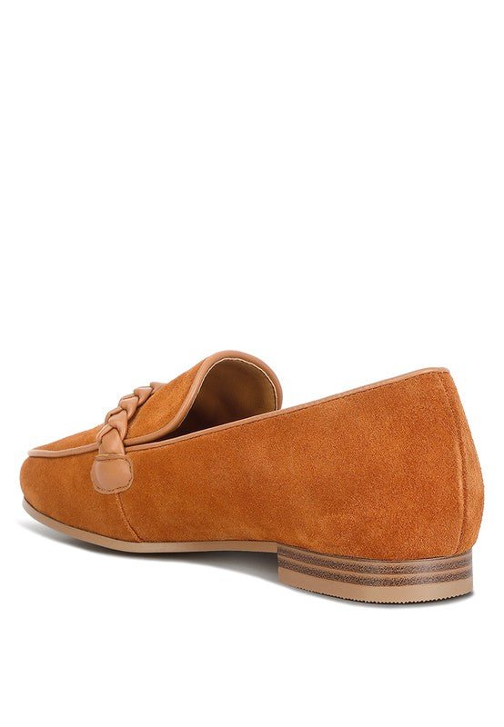 Echo Suede Leather Braided Detail Loafers - Drakoi Marketplace