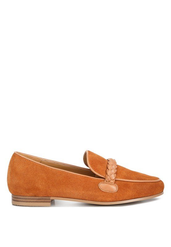 Echo Suede Leather Braided Detail Loafers - Drakoi Marketplace