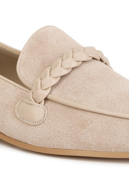 Echo Suede Leather Braided Detail Loafers - Drakoi Marketplace