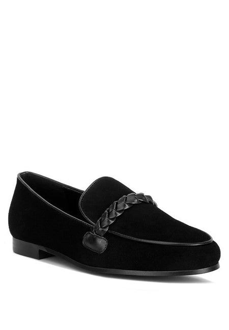 Echo Suede Leather Braided Detail Loafers - Drakoi Marketplace