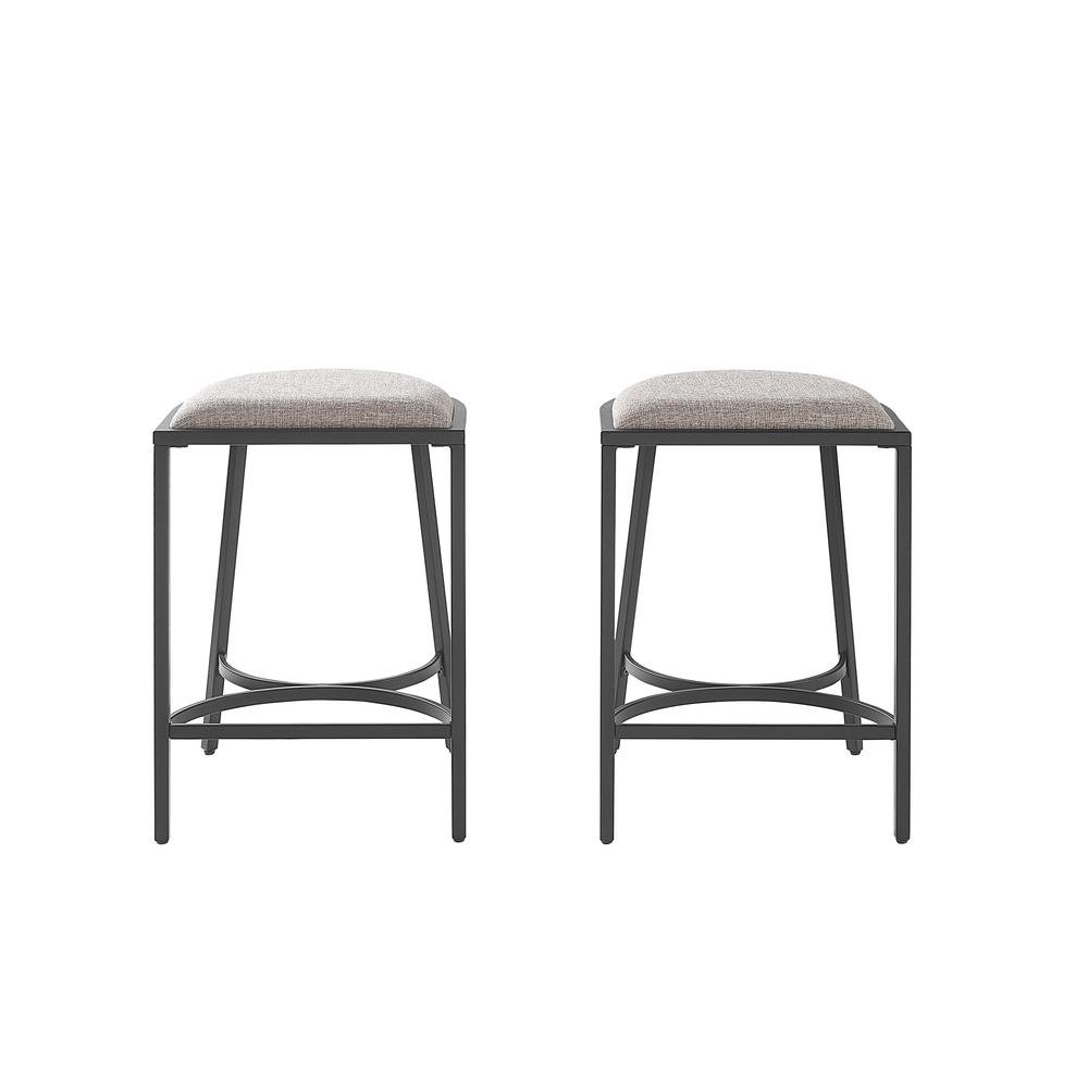 Ellery 2Pc Counter Stool Set Gray/Matte Black - 2 Stools - Drakoi Marketplace