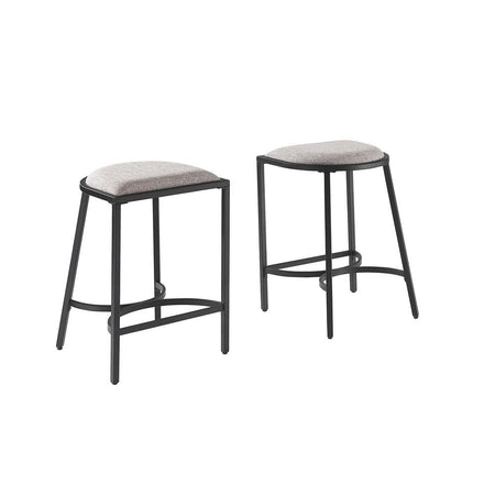 Ellery 2Pc Counter Stool Set Gray/Matte Black - 2 Stools - Drakoi Marketplace