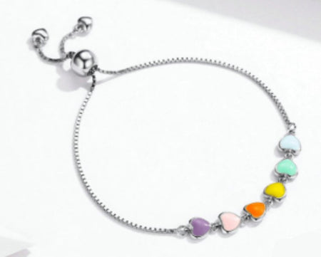 Enamel Silver Heart Bracelet for Women - Drakoi Marketplace