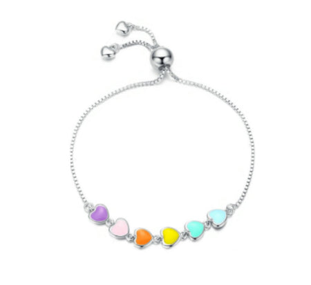 Enamel Silver Heart Bracelet for Women - Drakoi Marketplace