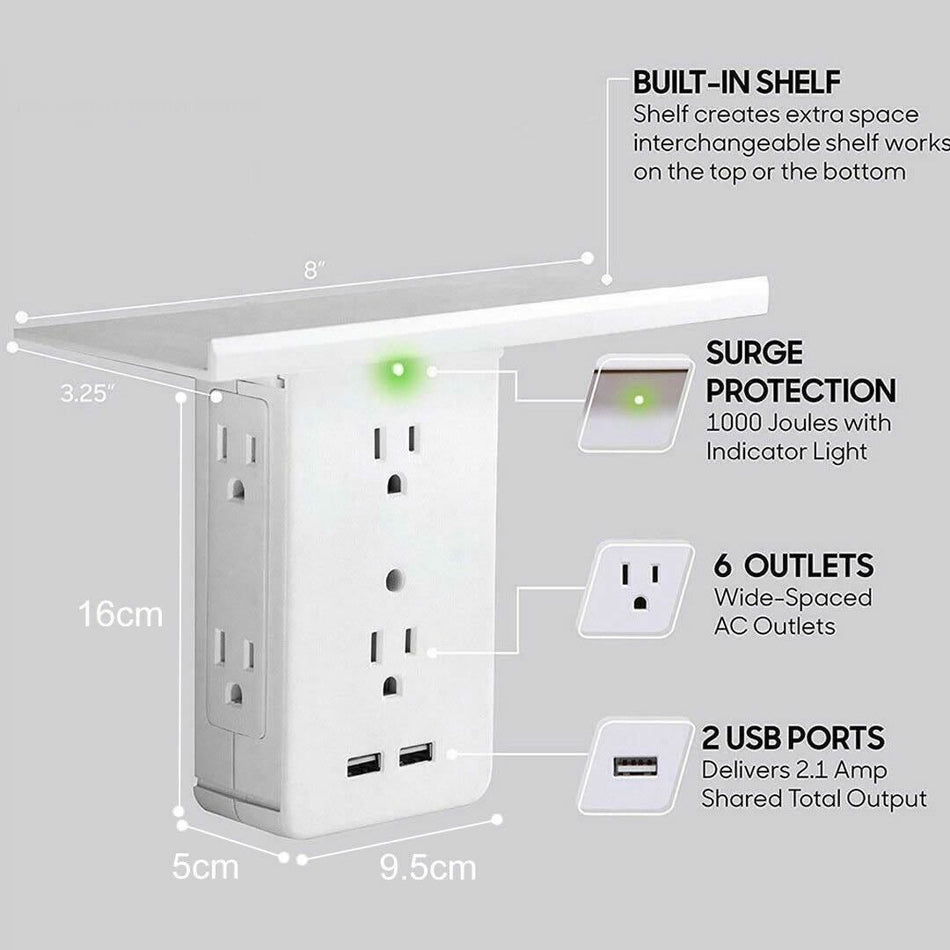 Executive Shelf Multi Charge Wall Outlet - Drakoi Marketplace