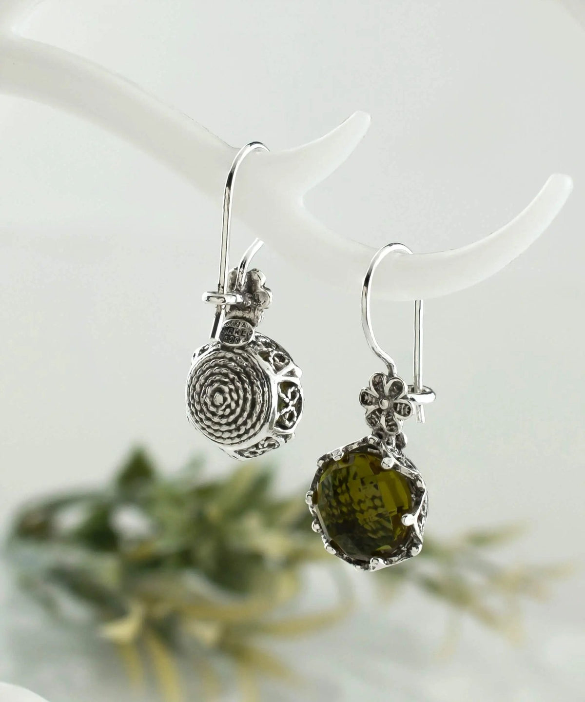 Filigree Art Alexandrite Gemstone Women Sterling Silver Drop Earrings - Drakoi Marketplace