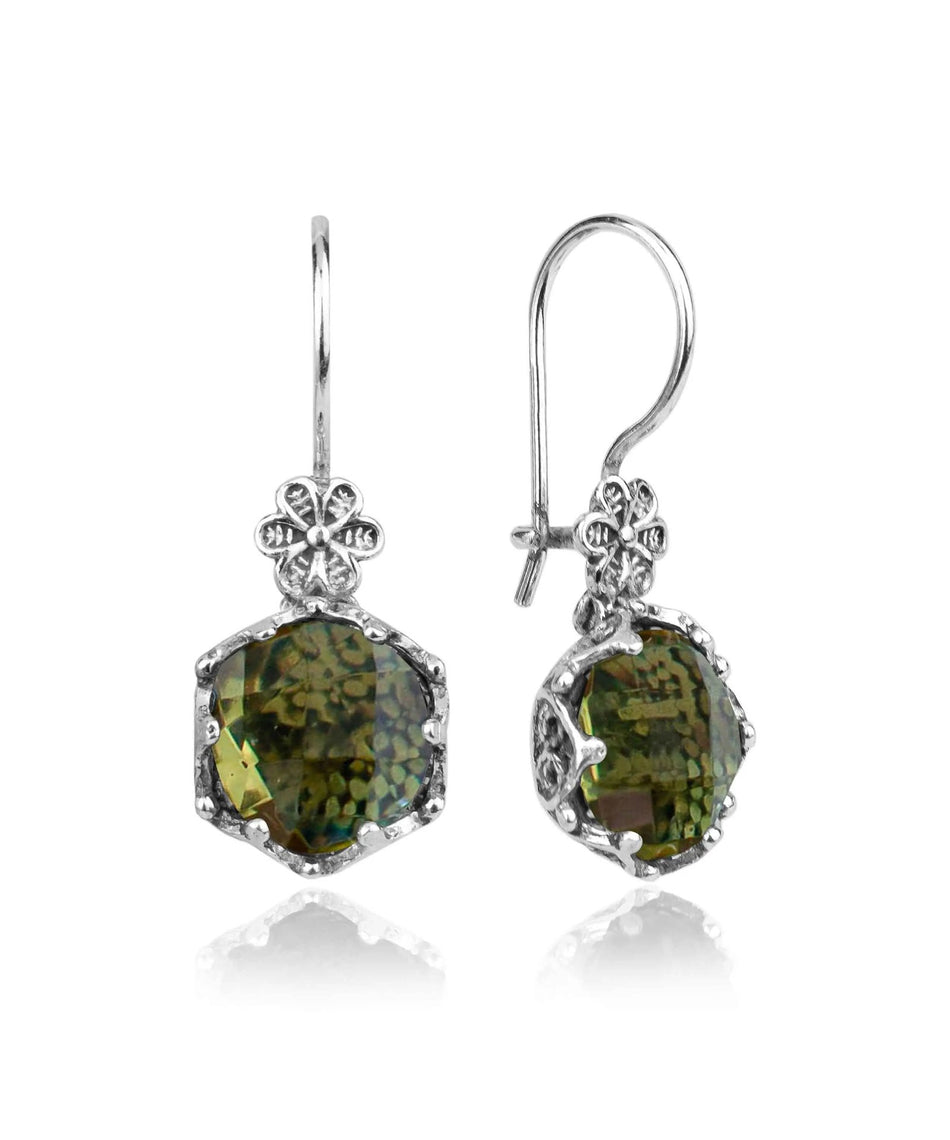 Filigree Art Alexandrite Gemstone Women Sterling Silver Drop Earrings - Drakoi Marketplace